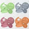 7PCSSet Bébé Silicone Vaisselle Ensemble Bébé Vaisselle Sans BPA Bol Assiette Bavoirs Cuillère Fourchette Ensembles Enfants Vaisselle Antidérapante 220715