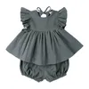 Baby Girls Clothing Sets Cute born Fly Sleeve Tops Shorts Outfits Princess Summer Holiday 220620