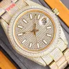 Full Diamond Mens Watch Montres Mécaniques Automatiques 40mm Lady Montre-Bracelet En Acier Inoxydable 904L Montre de Luxe