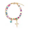 Plage européenne et américaine bohème couleur douce poterie multicouche Bracelet pièce soleil palmier oeil Bracelet main ornement RRA12959