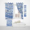 Cortinas cortinas gancho perfurado cortinas de blackout 3D Flor azul floral personalizado Personagem solar de tela solar de janelas da sala de estar da sala de estar da sala de estar