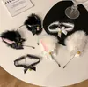 Cat Fox Faux Fur Ears Head Bandı Kostüm Aksesuarları Cosplay Saç Bantları Punk Compoke Yaka Çanlar Yay Hayvan Saç Hoop Paskalya Noel Maskerade Parti Başlık