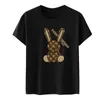 Tecknad T-shirt Damskjortor Färgglada kaninmönster T-shirts Enkel Fashionabla Plus size 3d-tröja för män och kvinnor