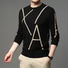 Moda marca malha high end designer inverno lã pullover preto suéter para homem cool autum jumper casual roupas masculinas 220720