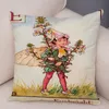 Cushion/Decorative Pillow Vintage Floral Girl Pillowcase Decor Cute Cartoon Flower Elf Fairy Tale For Sofa Home Case Soft Plush Cushion Cove