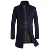 Herrjackor 2022 Autumn/Winter Men Woolen Coat Jacket Mellanlängd tjockare vinter mode casual stativ krage varm