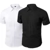 Lato krótki rękaw Sukienka Koszule Mężczyźni Niehiliwej Workwear Slim Social Social Koszula Białe Black Markowe Odzież męska 5xl Vintage 220401