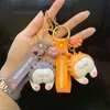 Original Trend Epoxy Cat Butt Keychain Kvinna Tecknad Söt Par Doll Key Ring Key Chain Bag Pendant KeyRing Gift för vänner G220421