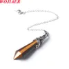 WOJIAER New Balancing Gemstone Pendant Pendulum for Dowsing Spiritual Divination Bead Pointed Dragon Pendule BO982