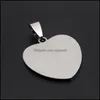Charms Jewelry Findings Components Sier Plated Stainless Steel Diy Heart Pendant Blank Dog Tags Fashion For Dhynk