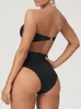 Bikini de cintura alta Sexy Traje de baño negro Traje de baño Mujer Traje de baño Bandeau Bikinis Set Natación para traje de baño Mujer Trajes de baño 220504