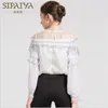 Chemisiers pour femmes Chemises Fashion Street Elegant Lady Organza Ruffles Puff Full Sleeve Hollow Out Mousseline de soie Mesh Patchwork Slim Women Tops Blou