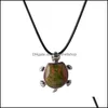 Pendant Necklaces Natural Red Carnelian Turtle Crystal Women Charka Healing Tortoise Jewelry Necklace 18" For Party In G Dhseller2010 Dh8Xv