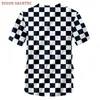 Funky 3D Blanc Noir Plaid Imprimer Casual T-shirts Unisexe Été À Manches Courtes O-cou T-shirt Vêtements Personnalisés Grande Taille S-7XL 220619