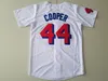 남자 moive 야구 맥주 17 Doug Remer Jersey 44 Joe Cooper White Team Color 자수 및 봉제 멋진베이스 빈티지 스포츠 팬을위한 힙합 High/Good