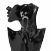 Orecchini lunghi di strass lucidi di lusso Cristallo di colore nero Orecchini pendenti Gioielli per piercing all'orecchio femminile