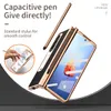 Plating Cases For Samsung Galaxy Z Fold 4 Case Tempered Glass Pen Slot Leather Protection Hinge Stand Cover