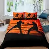 Boxing Duvet Cover Set Sports Games Theme Twin Bedding Gloves Athlete Silhouette Pattern Queen King Size Quilt