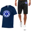 Herren-Trainingsanzüge, Rettungswagen, 2022, Herrenmode, T-Shirts, bedruckt, lässig, Sommer, Baumwolle, Shorts, Ärmel, Oberteil, 2-teiliges Set für Herren