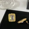 French Shiny Square Crystal Stud örhängen Retro Temperament Haoshi High Geometric Fashion All-Match smycken Presenttillbehör