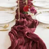 Gazlı Masa Koşucu Yarı Sheer Kişiselleştir Vintage Düğün Dekorasyon Mutfak Yemeği Masa Masa Dekek Retro Boho Yemek Güzel Dekor 220615