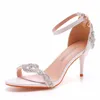 Sandals Cm Word With Shallow Mouth Stiletto White Color Drill Strip Wedding Shoes Fish Summer WomenSandals