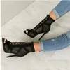 Sandalen Vrouwen Hoge Hakken Sexy Zomer Mesh Ademend Lace-Up Laarzen Elegante Schoenen Dames Fashion Party Stiletto Sandalias 2022