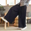 2022 MĘŻCZYZN Jacquard szerokich nogawki Mens Bawełniane retro luźne spodnie w stylu chińskim spodnie lniane męskie krocze nepal szaty L220706