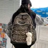 Rucksack Stil Tasche Abend Mode Mädchen College Schule Casual Einfache Frauen Leopard Buch Packtaschen für Teen Reise Schulter s Laptop 220801