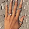 Bagues de grappe SILVER PAVE SETTING FULL Square Simulé DIAMOND ETERNITY ENGAGEMENT WEDDING Ring SET Fine JEWELRY Taille de gros 5-12Cluster