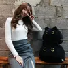 Lovely Cartoon Animal Stuffed Toys Cute Black Cat Shaped Soft Plush Pillows Doll Girls Valentine Day Gifts Bedroom Ornament 220531