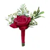 Fleurs décoratives Couronnes Corsage Boutonnières De Mariage Roses Bleues Bracelet En Soie Marié Homme Costume Boutonnière Broche Broches Mariage Accessoire