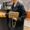 Corrente de moda trançada geada portátil saco quadrado PU 2021 moda desenhador de luxo ombro mensageiro bolsa textura mulheres saco x220331