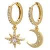 Hoop Huggie paar goud/zilveren kleur kleine oorbellen mode glanzende maan ster voor vrouwen kubieke zirkoon sieraden ve348hoop huggiehoop kirs22