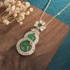 Hänge halsband vintage naturlig agat hög grön chalcedony stor kalebass jade s925 silver halsband kvinnors ljus lyx juvelrypendant ne