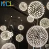 Hanger lampen modern led restaurant roestvrijstalen bal kroonluchter verlichting vuurwerk armatuur voor winkelcentrum woonkamerpendant