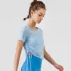 Fiess – haut de course à manches courtes pour femmes, col rond, mode froissé, T-shirt de sport ample, costume de Yoga, 688ss 2023