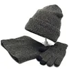 Basker Winter Hat Scarf Glove Set 3 stycken för män och kvinnor utomhus stickade varma förtjockna skallies beanie handskar setberets