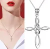 European and American Knotted Cross Pendant Clavicle Chain Silver Plated Ornament Necklace