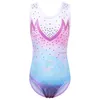 Children Girls Dancewear Cute Sleeveless Dance Dress Light Colorful Shiny One-Piece Tank Kids Teens Pattern