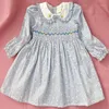 Robes de fille bébé enfant en bas âge filles smocké Vintage classique robe rayée enfants fête de famille anniversaire mariage soirée Pograph