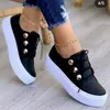 Large Size Womens Shoes Leather White Black Women Gym Thick Bottom Trainers Platform Womens Casual Sneakers