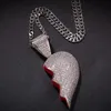 Collier pendentif cœur brisé glacé pour hommes et femmes, mode Hip Hop, bijoux amoureux, 1 paire, 2637