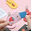Cute Pu Leather Card Holder With Key Chain Keyring Wallet Hasp Women Men Fashion Cards Cover Case Bag Organizer Pocket Gifts