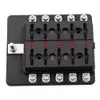 Flachsicherungskastenhalter mit LED-Warnlicht-Set für Auto, Boot, Marine, Trike, 12 V, 24 V, CY886-CN, 10-fach