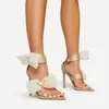 American e Bow Satin Sandals Europeias Moda Sexy Cadeia Sexia Pontada de Alto Zapato Mujer 226 Sals