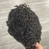 20mm Curly Durable Base Base Marrom Men Fig Real Human Hair Toupes System #1B Color 8x10inch