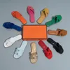 Designer chinelos cl￡ssicos slides planos moda moda de ver￣o praia slafra de couro