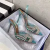 Aquazzura 2023 toppkvalitetsdesigners klackar kvinnor sandaler röda botten klackar kristna spänne fest bröllop klänningskor klack sexig rygg rem 100% läder sula sandalj