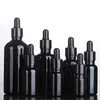 10X Flacon compte-gouttes en verre noir givré Huiles essentielles 5ml à 100ML Dripper en verre mat Portable Bouteille de voyage rechargeable 220726